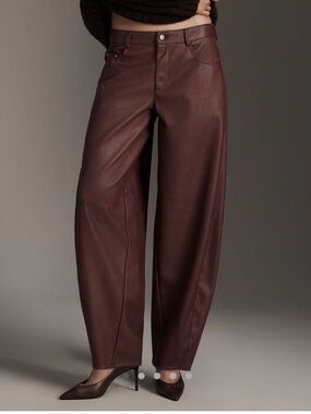 Pilcro Oxblood “twisted” Balloon / Barrel pleather pants